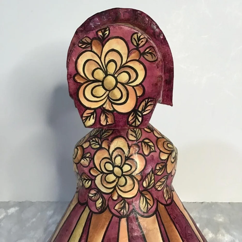 Hector Ruiz Vintage Hand Painted Paper Mache Folk Art Doll Figurine Southwestern